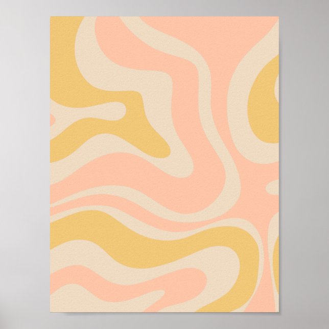 Poster Moderne Retro Liquid Swirl Motif Abstrait Pastel (Devant)