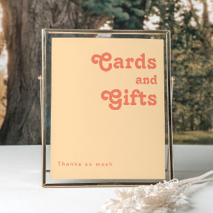 Poster Moderne Rétro   Panneau Cartes et Cadeaux Crème Or