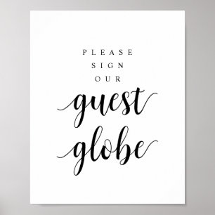 Poster Moderne Rustic Black Mariage Notre Guest Globe Pos