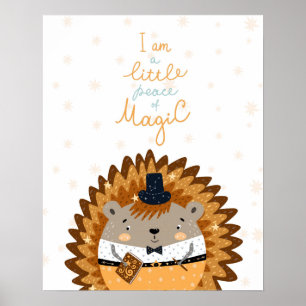 Poster Moderne scandi hérisson avec citation magique pour