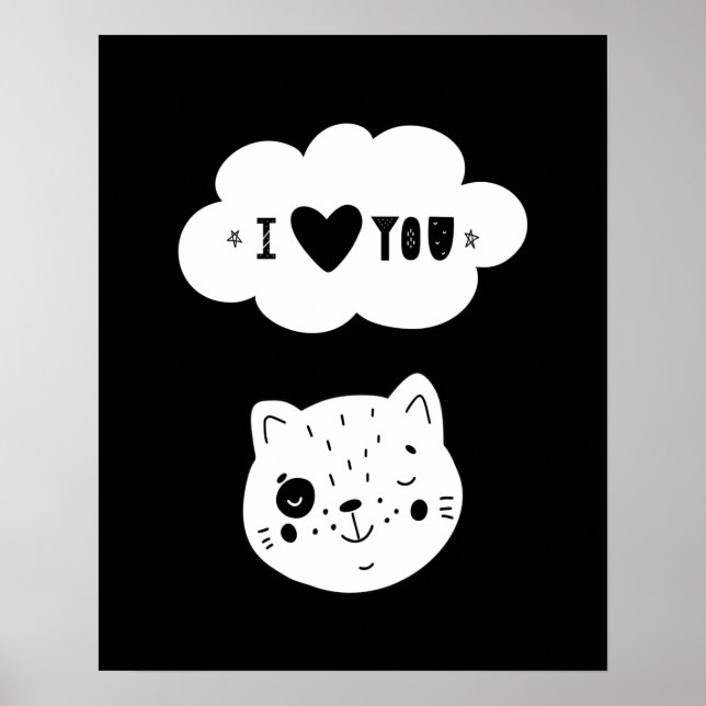 Poster Moderne scandi  l'amour de chaton  nurserie (Devant)