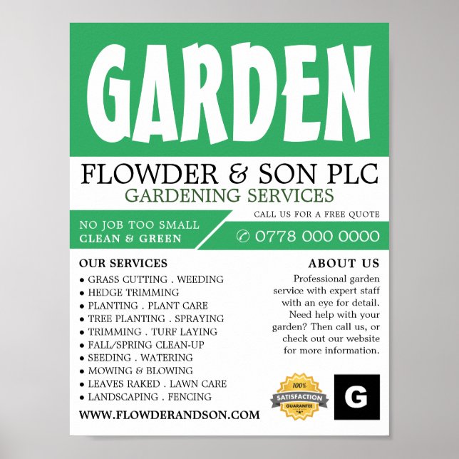 Poster Moderne, Service de jardinage, Horticulteur (Devant)