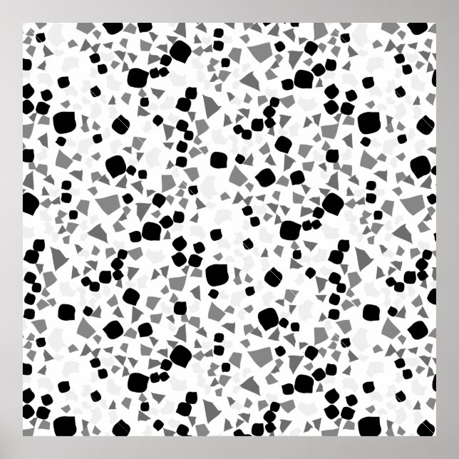 Poster Moderne Simple Blanc Terrazzo Noir (Devant)