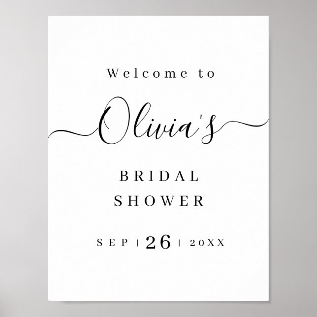 Poster Moderne simple élégant script douche de mariée acc (Devant)
