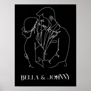 Poster Moderne Simple Line Art noir et blanc, chic boho