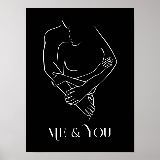 Poster Moderne Simple Line Art noir et blanc, chic boho (Devant)