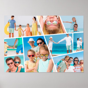 Poster  Moderne Simple Personnalisé 9 Images Collage Pho