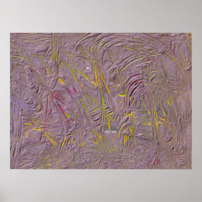 Poster Moderne tendance Art Abstrait rose jaune vert (Devant)