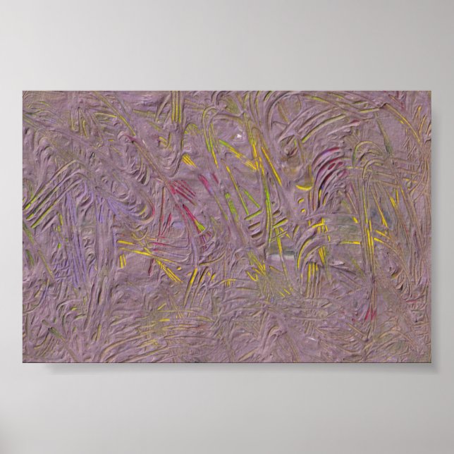 Poster Moderne tendance Art Abstrait rose Jaune Vert Faux (Devant)