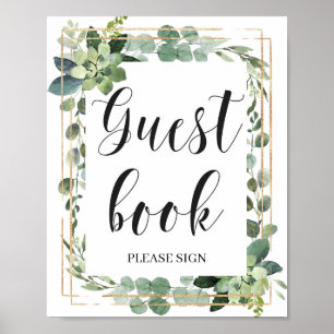 Poster Moderne verdure eucalyptus doré succulent
