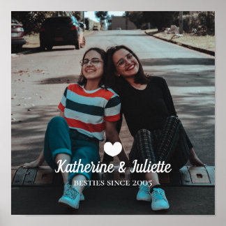 Poster Moderne White Heart Meilleur Ami Photo