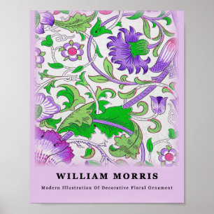 Poster Moderne William Morris Violet Vert Feuilles Flora