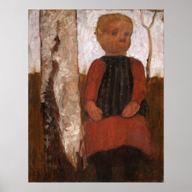 Poster Modersohn-Becker - Enfant En Robe Rouge 1905 (Devant)