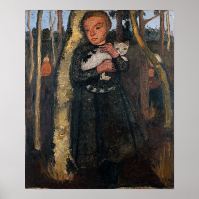Poster Modersohn-Becker - Fille Dans La Forêt De Birch (Devant)