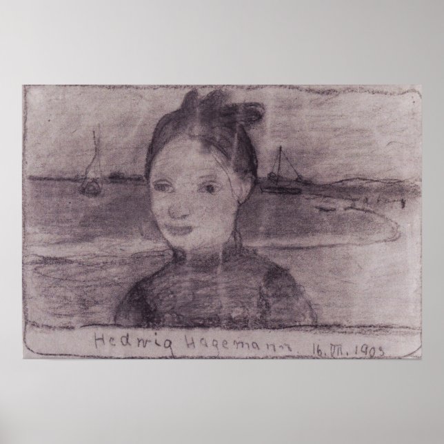 Poster Modersohn-Becker - Portrait De Hedwig Hagemann (Devant)