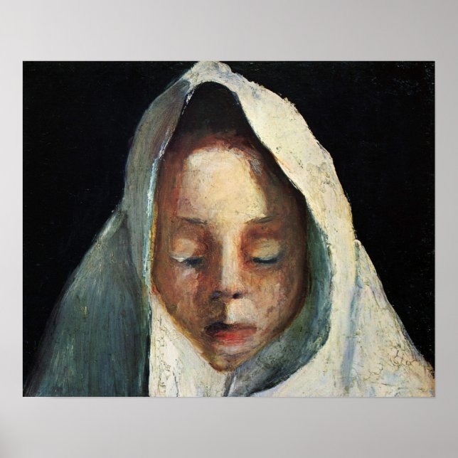 Poster Modersohn-Becker - Tête d'enfant avec un chiffon b (Devant)