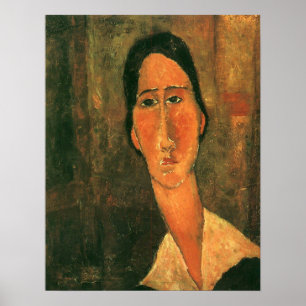 Poster Modigliani - Jeanne H Buterne Avec Un Col Blanc