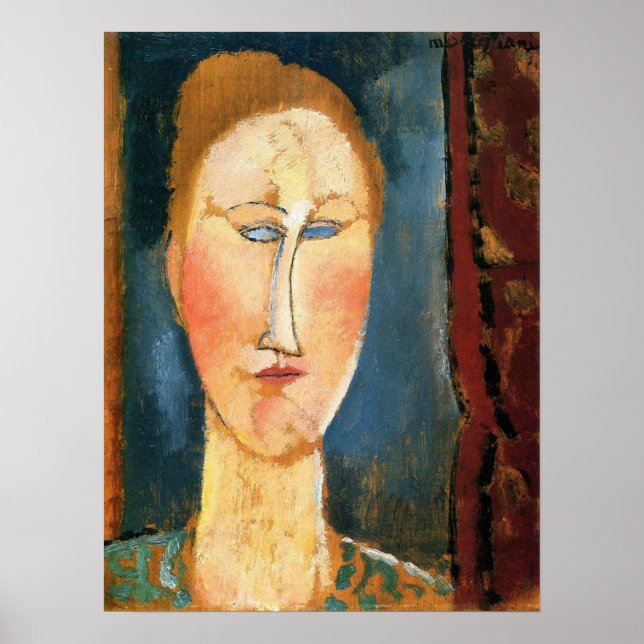 Poster Modigliani - Tête de femme avec cheveux rouges (Devant)