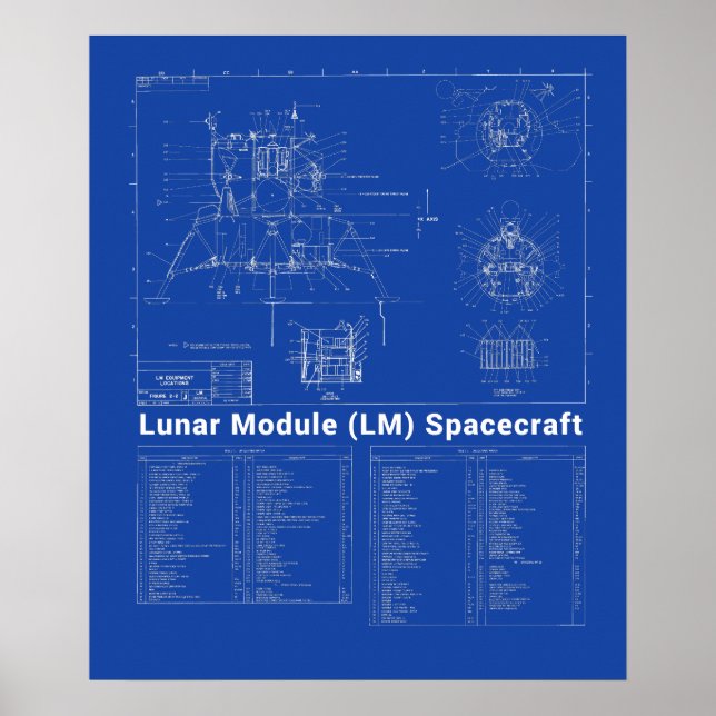Poster Module lunaire Lander Lune (LM) - Plan directeur (Devant)
