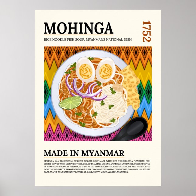 Poster Mohinga Traditional Burmese Fish Noodle Soup (Devant)