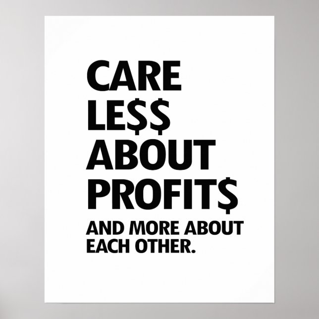 POSTER MOINS DE SOINS EN PROFITS (Devant)