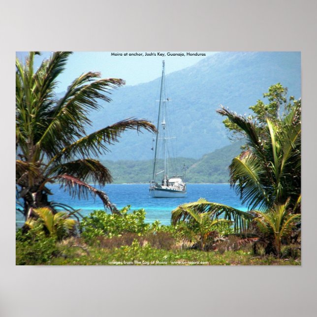 Poster Moira à l'ancre, Josh's Key, Guanaja, Honduras (Devant)
