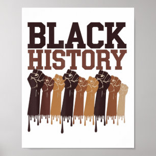 Poster Mois de l'histoire des Noirs Mains Symbole Afro Mo