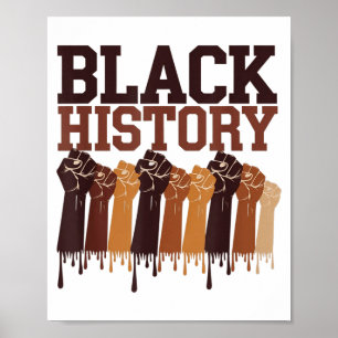 Poster Mois de l'histoire des Noirs Mains Symbole Afro Mo