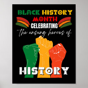 Poster Mois de l'histoire des Noirs Poing africain Améric