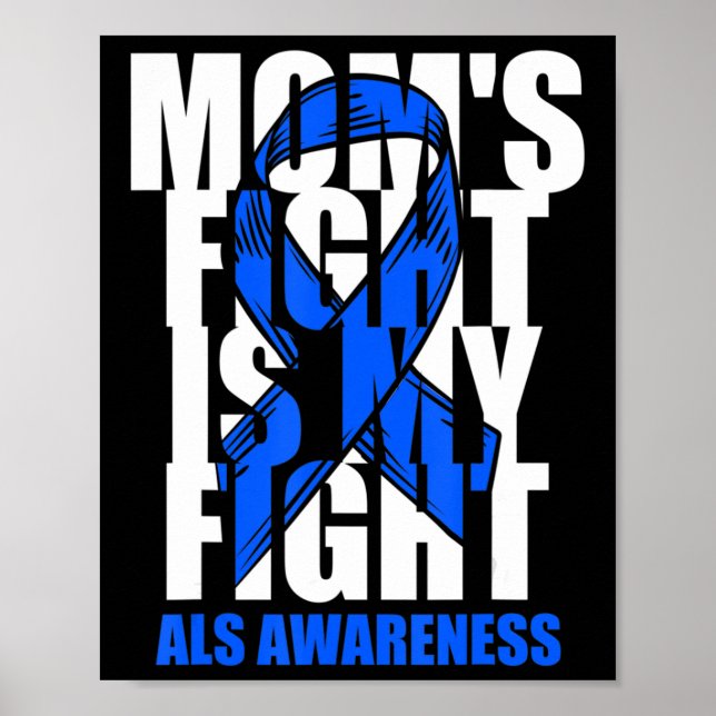 Poster Mois de sensibilisation à la SLA Bleu Ruban Moms c (Devant)