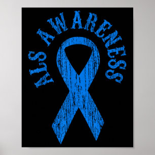 Poster Mois de sensibilisation Als Blue Ribbon Shirt Fami