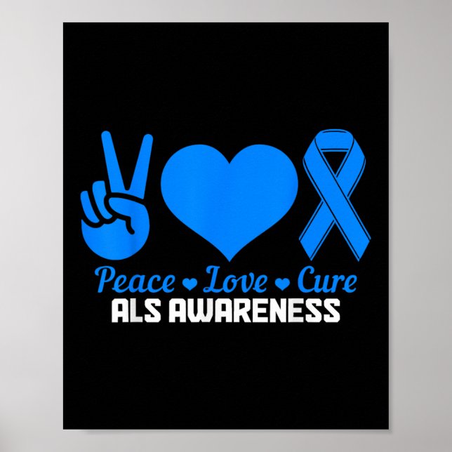 Poster Mois de sensibilisation Als Peace Love Cure Blue R (Devant)