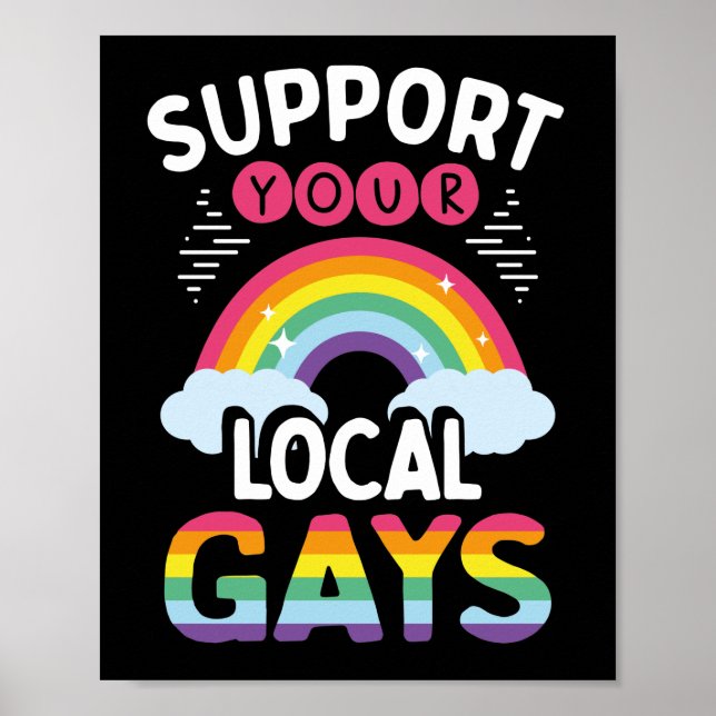 Poster Mois des Gay pride LGBT Soutenez vos gays locaux (Devant)