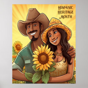 Poster Mois du patrimoine hispanique Couple de tournesols