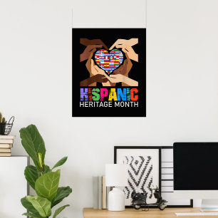 Poster Mois du patrimoine hispanique Mains Cœur