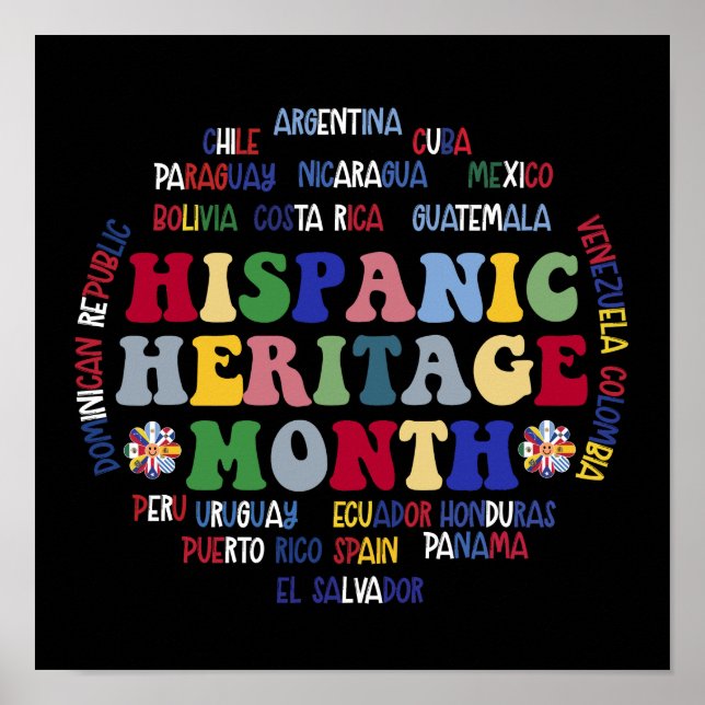 Poster Mois du patrimoine hispanique Pays latinos (Devant)
