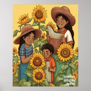Poster Mois du patrimoine hispanique tournesols Famille M