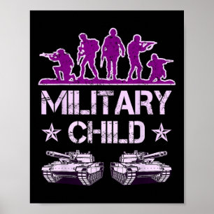 Poster Mois Militaire Pour Enfants Purple Up Camo Milit