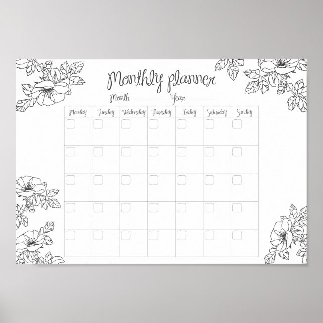 Poster Mois Plan à main fleurs et feuille (Devant)