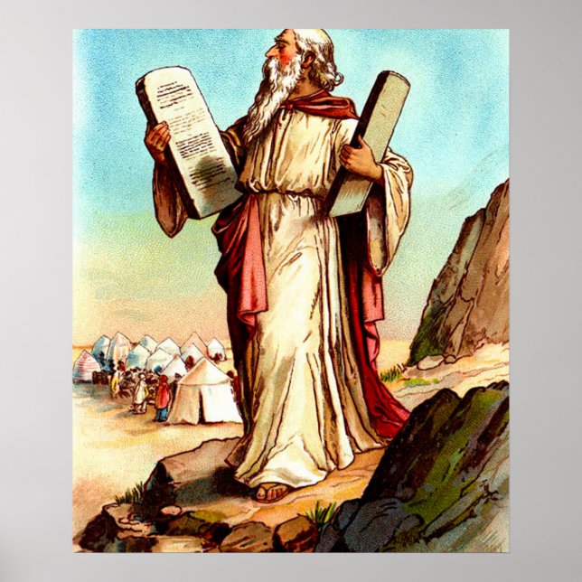 Poster Moïse avec les tables de l'affiche de la loi (Devant)
