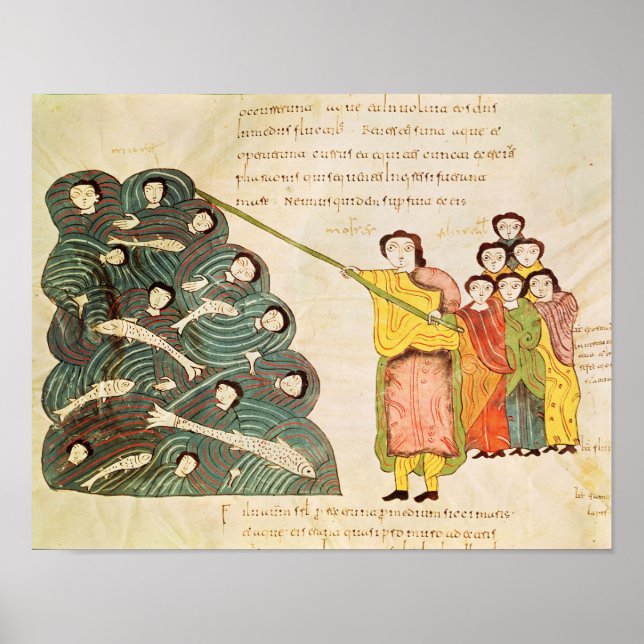 Poster Moïse fermant la mer Rouge sur les Egyptiens (Devant)