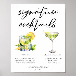 Poster Mojito Martini Mariage Signature Cocktails Menu