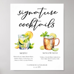 Poster Mojito Moscow Mule Signature Cocktails Menu