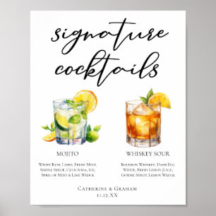 Poster Mojito Whiskey Sour Signature Cocktails Menu