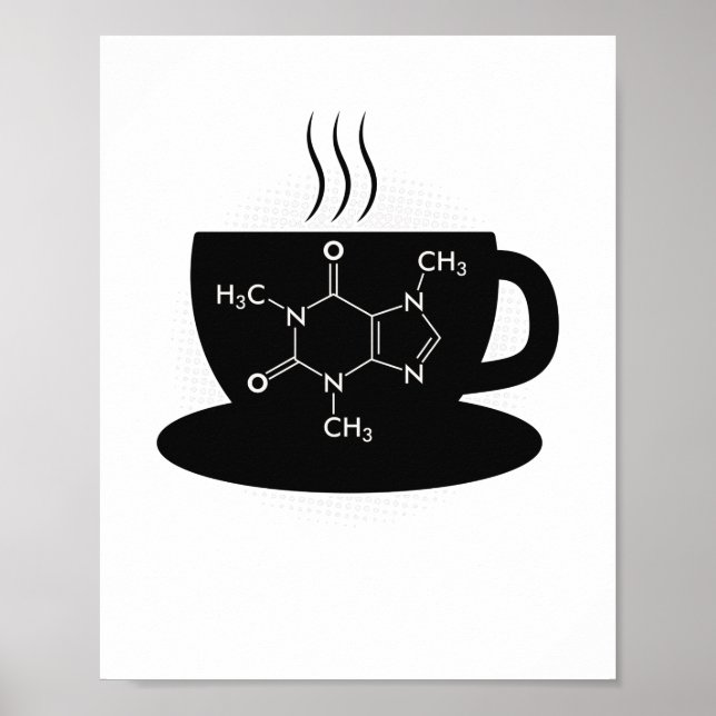 Poster Molécule de caféine chimique (Devant)