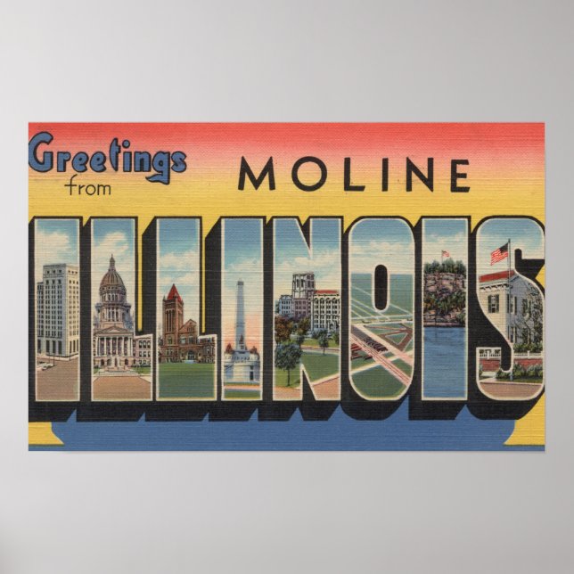 Poster Moline, Illinois - Scènes de grandes lettres (Devant)