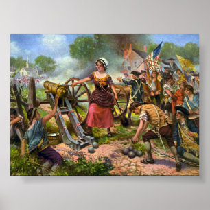 Poster Molly Pitcher tire un canon à la bataille de Monmo