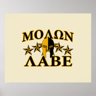 Poster Molon Labe Casque guerrier spartiate 5 étoiles Gol