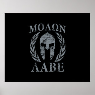 Poster Molon Labe Laurels, guerrier spartiate