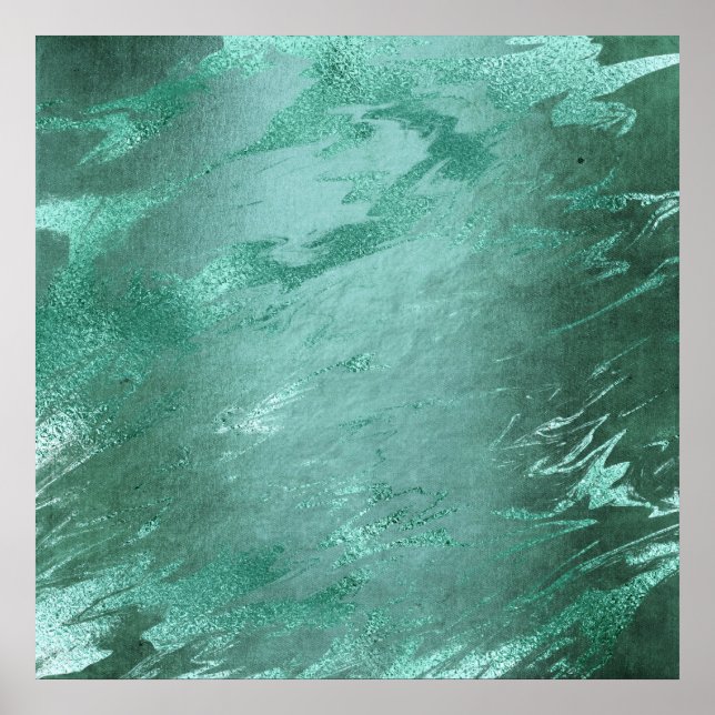Poster Molten Jade | Marbre de luxe Emerald Green (Devant)